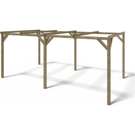 Altanka – Carport abri voiture bois 3x5,10 m – Largeur 2,89 m – Hauteur 2,10 m – Traitement autoclave pour durabilité (1/5)
