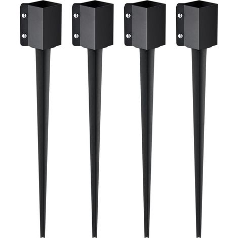 Piquet d'ancrage de poteau de clôture, 4 pcs, support de poteau en métal avec revêtement en poudre noir, extérieur 914 x 113 x 113 mm (intérieur 89 x 89 mm) pour boîte aux lettres et terrasse (1/5)