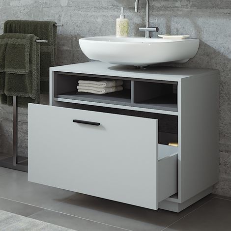 Mobiletto Beatrice, Grigio/antracite, 80 x 84.5 cm con cassetto, Vicco