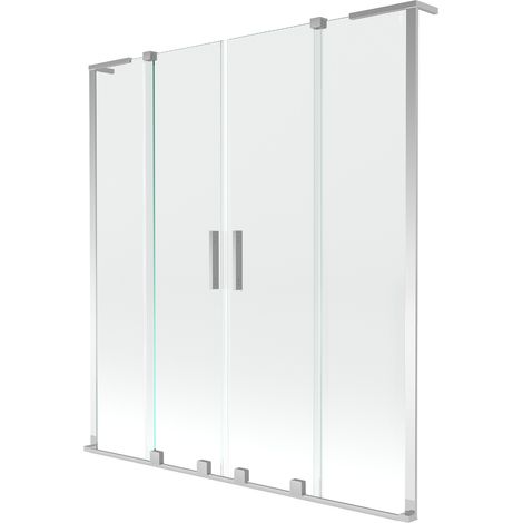 Mexen Velar L Duo Badewannenwand 2-flügelig verschiebbar 140 x 150 cm, transparent, chrom - 896-140-003-02-01 (1/2)