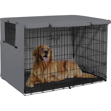 Durable polyester pet cage, universal design, fits 24-48 inch wire dog cages (42 inch (1 piece), grey cover)