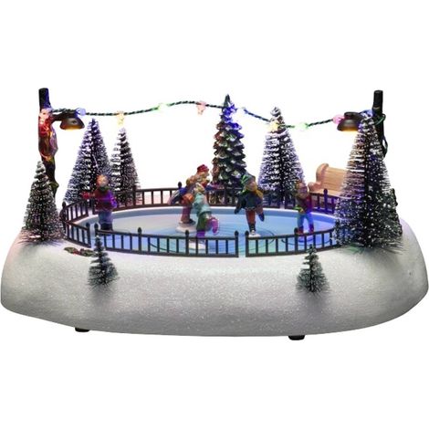 Konstsmide 4254-000 Décor à LED patinoire avec enfants multicolore LED multicolore avec interrupteur, avec musique (1/3)