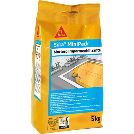 Sika – Mortier d'étanchéité 5 kg – Pour fondations et sous-sols – Application sur béton, maçonnerie et plâtre – Couche mince (1/3)