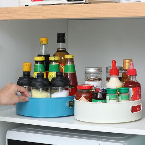 Plateau Tournant - Plateau de Rangement Rotatif en Plastique - Pour Cuisine Armoire et Cellier - Diamètre 23 cm Hauteur 6,5 cm - 1 Pièce (1/5)