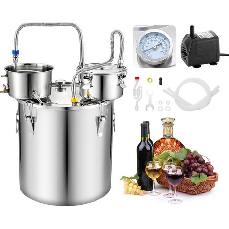 VEVOR Kit de Destilador de Agua y Alcohol 50 L Alambique con Accesorios, Con Barril de Destilación Incorporado, Termómetro de Doble Escala, Bomba de Agua, Para Elaborar Whisky, Vino, Brandy en Casa (1/5)