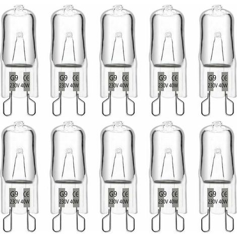 Ampoule Halogene G9 40W 230V, 480LM 2900K Blanc Chaud Dimmable, G9 Ampoules Capsule, pour Lustres, Lampes de Paysage, Appliques Murales, Éclairage d'armoire, Lot de 10 (1/5)
