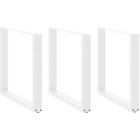 Esstischbeine U-Form 3 Stk. Weiß 90x(72-73) cm Stahl