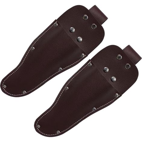 Étui de protection en cuir marron pour sécateur, lot de 2, haute fiabilité et design élégant pour outils de jardinage et d'agriculture (1/5)