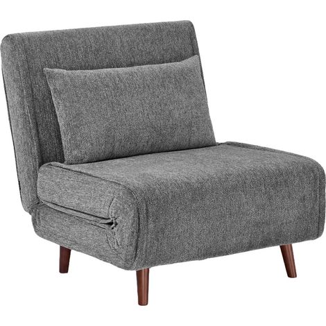 sweeek - Sessel mit Schlaffunktion, Holzgestell und Chenille-Bezug, 1 Platz, Chenille, Grau