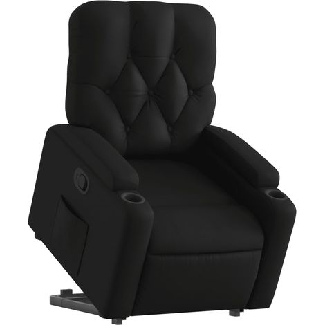 Poltrona relax TV rivestimento confortevole funzione sollevamento elettrico in PVC nero DEC028089