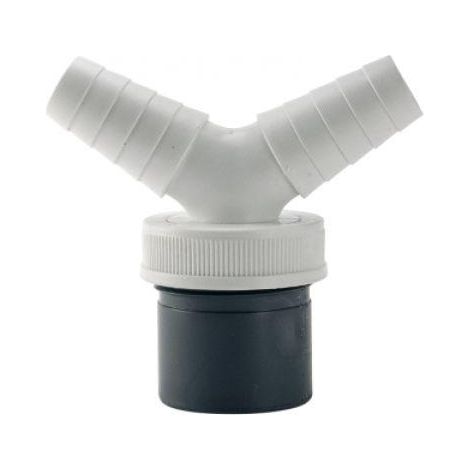 FPLUS toma electro. pvc doble toma 1 1/2-40 , Enlace mixto tubos encolar con doble toma 1"1/2 40 lavavajillas-lavadora pvc