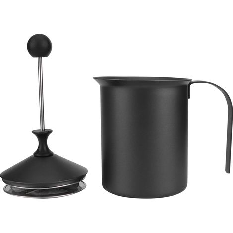 Mousseur à Lait Inox Style Japonais pour Cappuccino et Latte, Double Grille Crémeuse 400 ml (1/5)