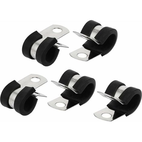 Collier de Serrage Tuyau,,Support Pince Clip Serre Joint 10 mm Diamètre en caoutchouc EPDM bordée P attache Câble 10pcs (1/4)