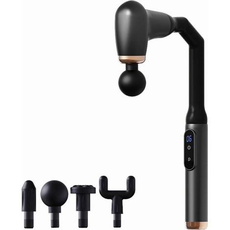 Pistolet de massage innovant en forme de L avec 4 têtes de massage pour la tête, le dos, le cou, les épaules, la taille (gris)