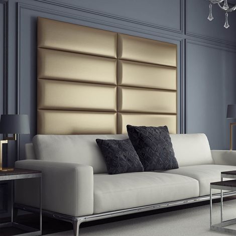 Panneau Tête De Lit Capitonnée Mural 76cm Simili Cuir Or (1/5)