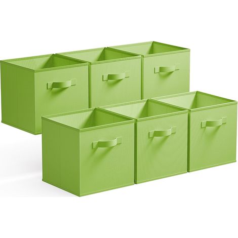 Lot de 6 Caisses de Rangement, Cube Pliable 27x27 cm, Tissu Non Tissé avec Poignées, pour Étagère Kallax, Salon et Chambre