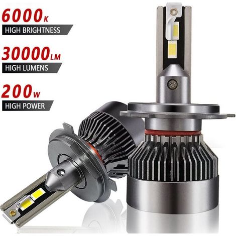 Ampoules H7 LED 30000LM 200W pour 24V Automobiles, 6001K Blanc-LIAIKI (1/5)