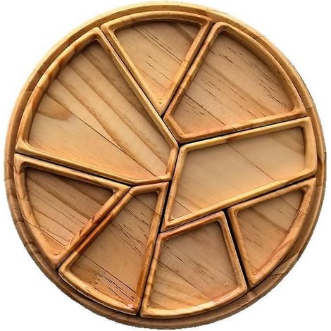Serviertablett aus Holz mit herausnehmbaren Fächern, lustiges Puzzle-Design – mit 8 herausnehmbaren Fächern, Obsttablett aus Holz für den weihnachtlichen Couchtisch (1/5)