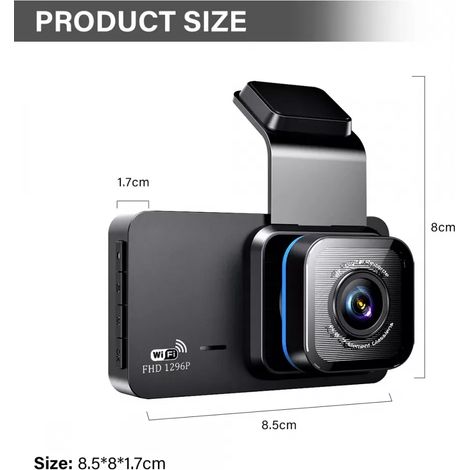 Dash Cam - Enregistreur Vidéo Automobile 1080P Dual Lens Avant Arrière - Écran IPS 4 Pouces - Vision Nocturne - Détection de Mouvement - 1 Pièce (1/5)