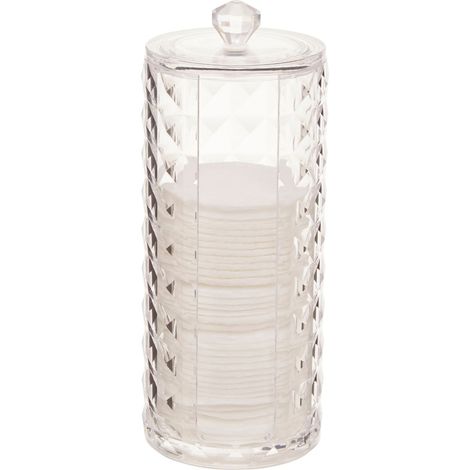 Premier Housewares Cosmetic Organiser Cylindrical Clear Diamond Multipurpose Storage Statement Piece for Dresser / Bathroom w7 x d7 x h18cm (1/5)