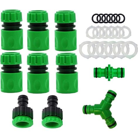 Lot de 10 Raccord Tuyau D'arrosage 3/4" 19mm,Kit de Raccordement de Robinet Tuyau de Jardin -Raccord D'arrosage Rapide,Double Mâle,Séparateur en Y,2en1 Robinet Filetage,Joint de Réparation de Tu