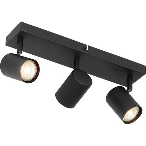 Moderne Einbau-Deckenspots  Spots  Aufputz-Spots – 3-flammig – Länge: 350 mm – Schwarz – Geeignet für Wohnzimmer, Schlafzimmer und Küchen