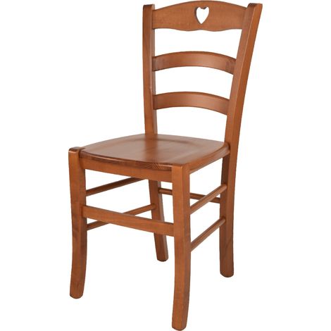 Tommychairs - Sedia modello Cuore per cucina bar e sala da pranzo, robusta struttura in legno di faggio color ciliegio e seduta in legno