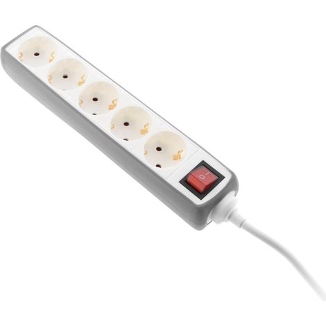 Multiprise 5 Prises Schuko 16 A + Interrupteur Gris (1/5)