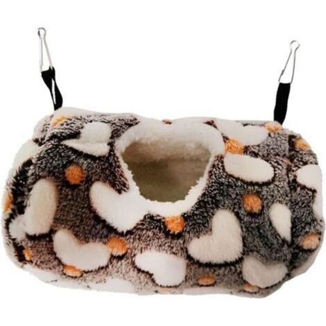 Hamac pour petits animaux, sac de couchage chaud en coton pour rats, hamsters, gerbilles, écureuils et cochons d'Inde (café) (1/3)