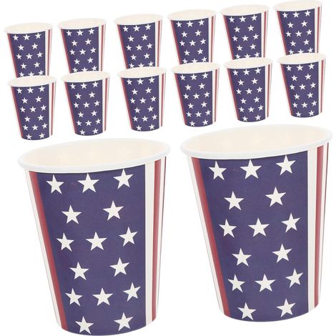 24 pièces Gobelets Papier pour Fête Thème Américain Jetables Motifs Drapeau Usa pour Événements à (1/5)
