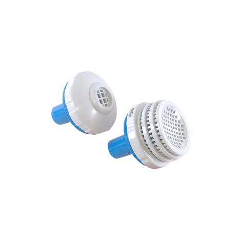 Raccord Intex 25012 – Accessoire de sortie d eau – Raccord de filtration – Réf 25022,3 ensembles 25022+12634 (fond bleu + couvercle gris) + 6 bouchons courts bleus (1/5)
