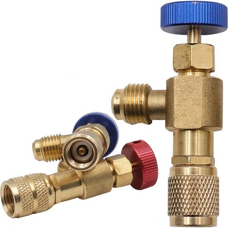 V谩lvula Rosfix para el llenado de sistemas de refrigeraci贸n que utilizan refrigerante R22, lado inferior R22, azul