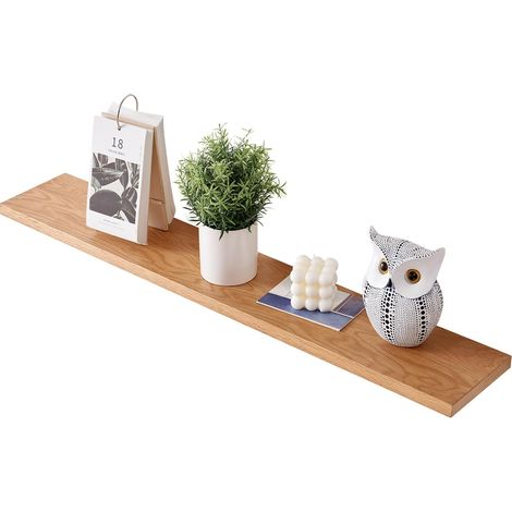 Étagère flottante en bois de chêne 60 cm - Étagère murale en chêne - Étagère murale pour salle de bain, chambre à coucher, salon, cuisine, bureau, buanderie, naturel (1/5)