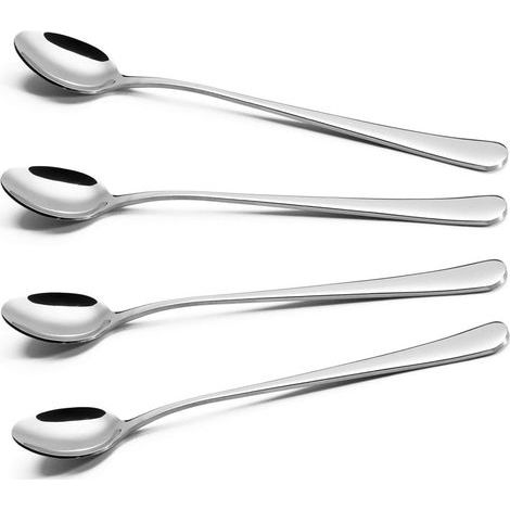 Cuillères à latte, lot de 4 cuillères à long manche, cuillères à café en acier inoxydable, idéales pour le café latte et l'espresso. (1/5)