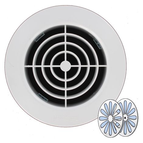 First Plast – Grille aération VMC ronde 128 mm – Pour tube PVC 100 mm – Système de fermeture pour contrôle de l'air – Passage d'air 17,5 cm² (1/3)