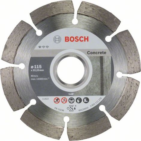 Bosch Diamanttrennscheibe Standard for Concrete, 115 x 22,23 x 1,6 x 10 mm, 10er-Pack
