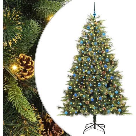 Künstlicher klappbarer Weihnachtsbaum mit Tannenzapfen 240 cm vidaXL