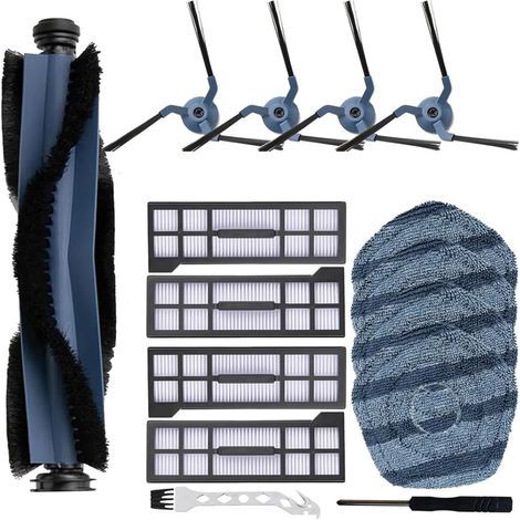 15-piece accessory kit, compatible with the Eufy X10 PRO Omni robot vacuum cleaner, main brush, roller, side brushes, HEPA filters, cleaning pads (1/4)