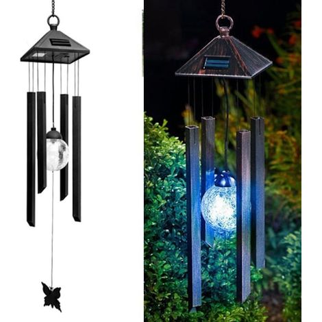 Mehrfarbiges LED-Solar-Windspiel, farbwechselnde Lichterkette, hängende Außen-Nachtleuchte (1/5)
