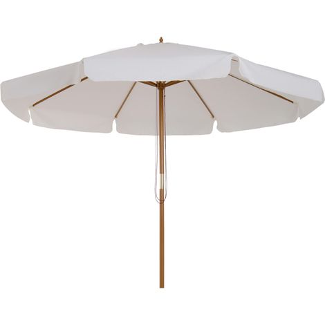 Parasol de jardin à double toile, en bambou et polyester, Ø 325 x 250 cm, couleur crème produit de qualité avec garantie satisfait ou remboursé