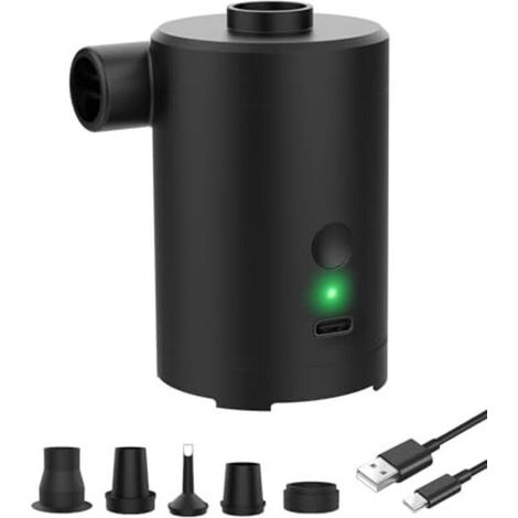 Pompe à air électrique, rechargeable 3600 mAh, gonflage et dégonflage rapides, avec 5 buses pour piscines, matelas pneumatiques, camping et voyages (1/5)