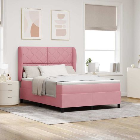 vidaXL Cama tipo Box Spring con cabecera Rosa 200 x 140 cm Terciopelo (1/5)