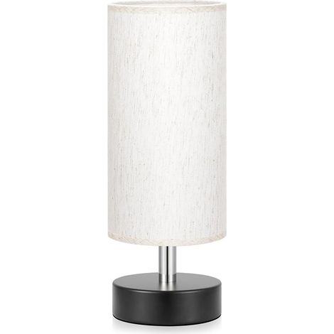 Lampe de chevet minimaliste tissu beige base noire interrupteur filaire 3 températures de couleur 3000K 4500K 6500K design élégant (1/4)