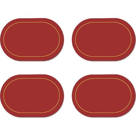 Sets de table en similicuir, lot de 4 – double face, couleur, forme ovale, table à manger, imperméables, résistants à la chaleur, décoration intérieure (rouge) (1/5)