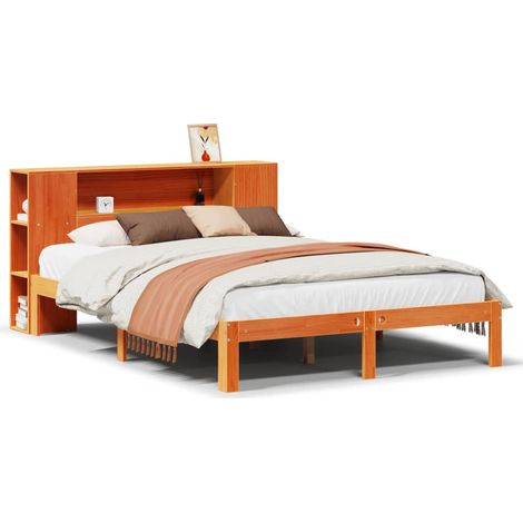 Maison Exclusive - Letto Libreria senza Materasso Marrone Cera 140x190 cm in Pino