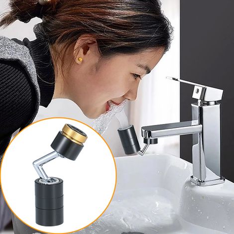 Universeller, schwenkbarer Wasserhahn-Luftsprudler mit 720°-Drehung, Spritzschutz, Badezimmer-Wasserfilter, rostfreier und wasserdichter Schaumstoff-Luftsprudler mit doppelter O-Ring-Dichtung. (1/5)