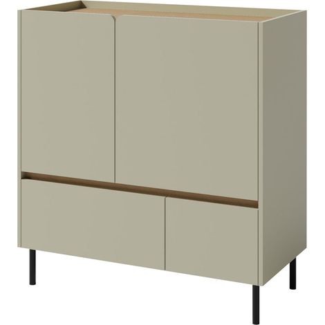 Cómoda Fiosono 108, Eucalipto + Roble, Con cajones y puertas, Número de cajones: 0, 105x95x40cm