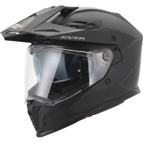 Casco Kappa 2024/12 KV33 sólido para enduro y off-road, con pantalla y visera, negro mate, talla 61 / XL (homologación ECE 22R06). (1/4)