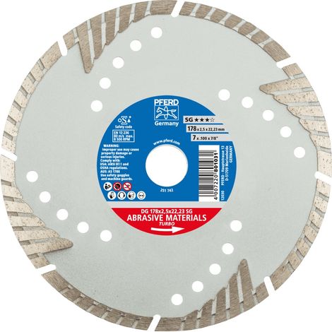 PFERD TOOLS Diamant-Trennscheibe DG 178x2,5x22,23 mm SG z. Trennen v. Stein/Beton,hohe Schnittqualität (1/2)