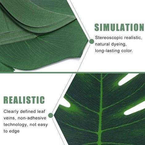 Tropische Monstera-Blätter, 20 Stück, künstliche Monstera-Blätter, 20 cm, Deko-Elemente für Hawaii-Partys und Dschungel-Dekorationen (1/4)
